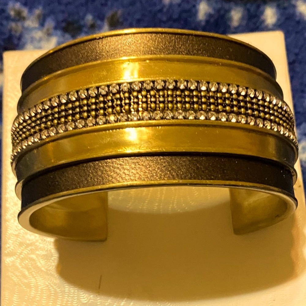 Gorgeous Brass Bracelet with Genuine and Crystal Trim